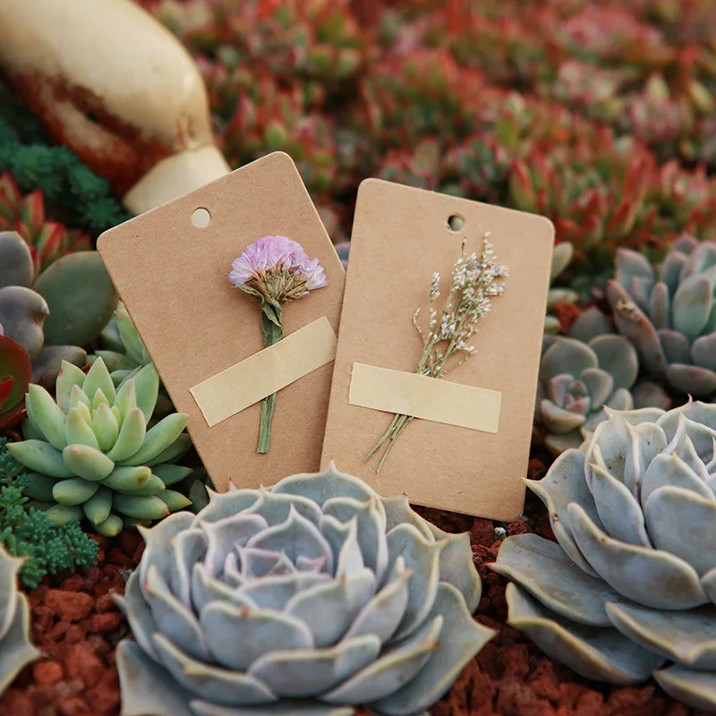 

30Pcs/set Creative Dried Flower Kraft Paper Handmade Wish Card Small Fresh Gift Message Card Tag Greeting Card Wholesale