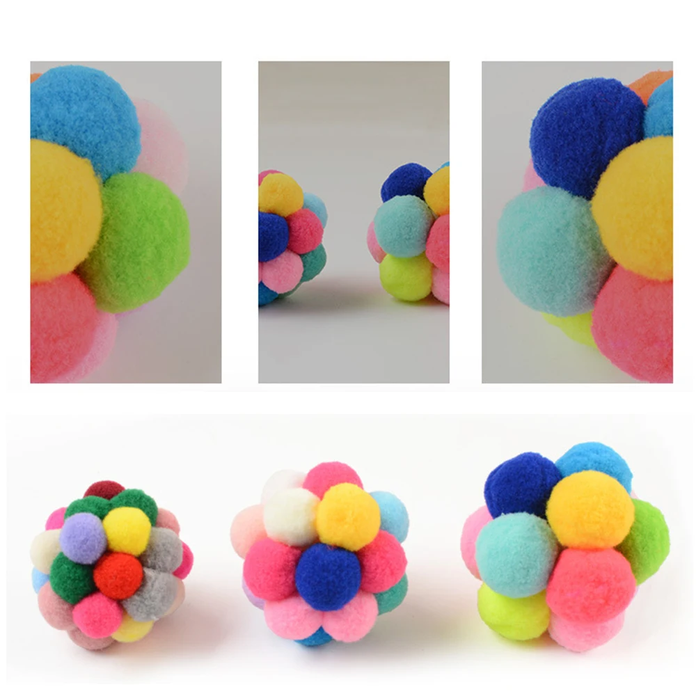 

6/7cm Pet Cat Toy Ball Colorful Handmade Bells Bouncy Ball Built-In Catnip Interactive Toy for Cat Playing Chew Supplier