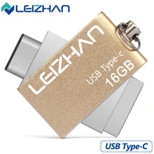 LEIZHAN USB Flash Drive 3.0 Type C 3.1 OTG Dual Port Stick 32G Pendrive Metal 16G Pen Drive Storage Memory Disk External Device