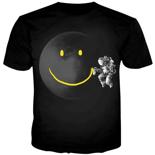 Cloudstyle 3D Print t shirt man's T-shirt astronaut Graffiti Smiley face funny Streetwear Fashion Tops Hip Hop black Male Tees