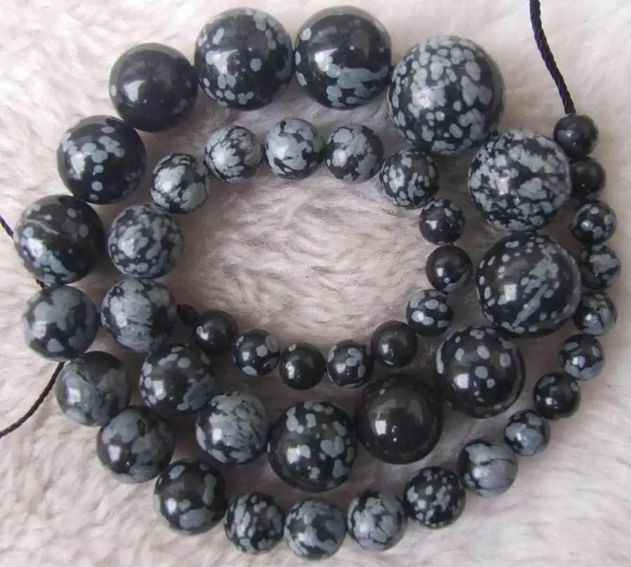 

6mm-16mm Natural snowflake Graduated Round Loose Beads Stone 16 "
