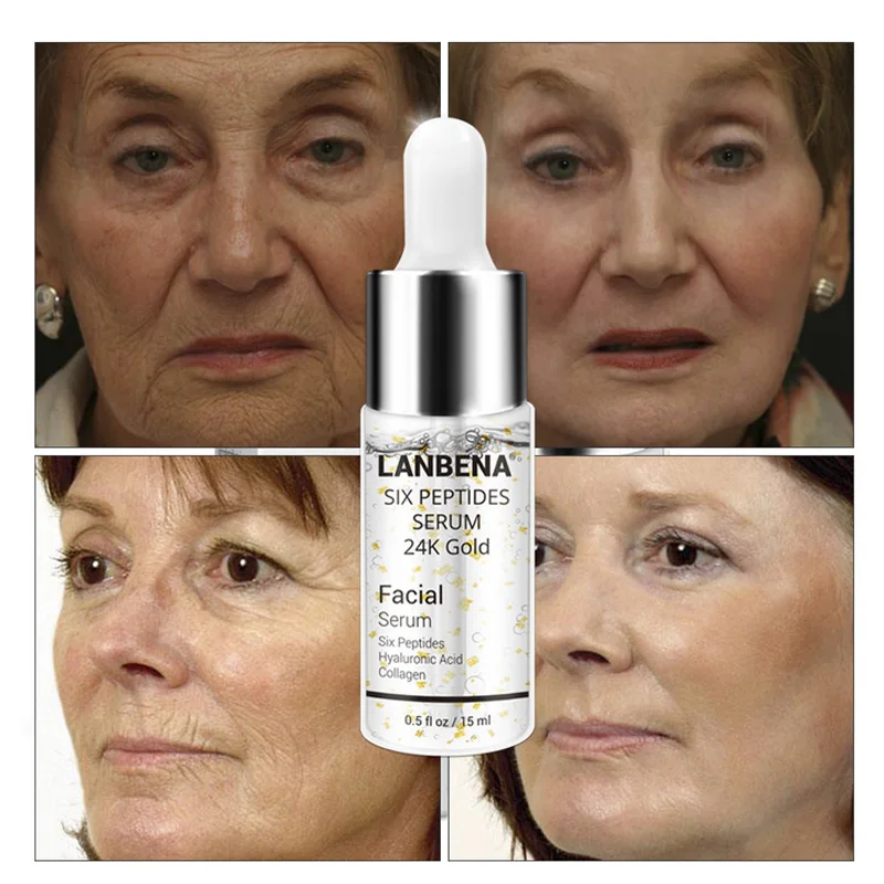LANBENA Six Peptides сыворотка Чистая 24K Золотая эссенция Гиалуроновая кислота коллаген