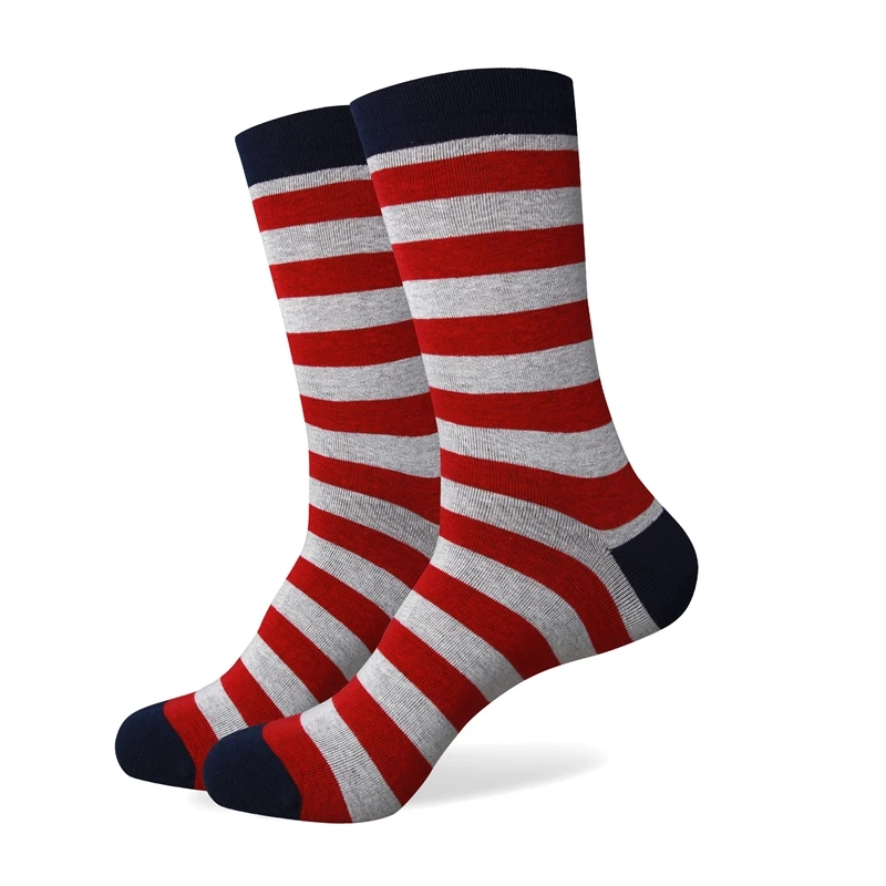 Match-Up Stripes men's combed cotton socks brand man dress knit socks Wedding Gifts Free shipping US size(7.5-12)