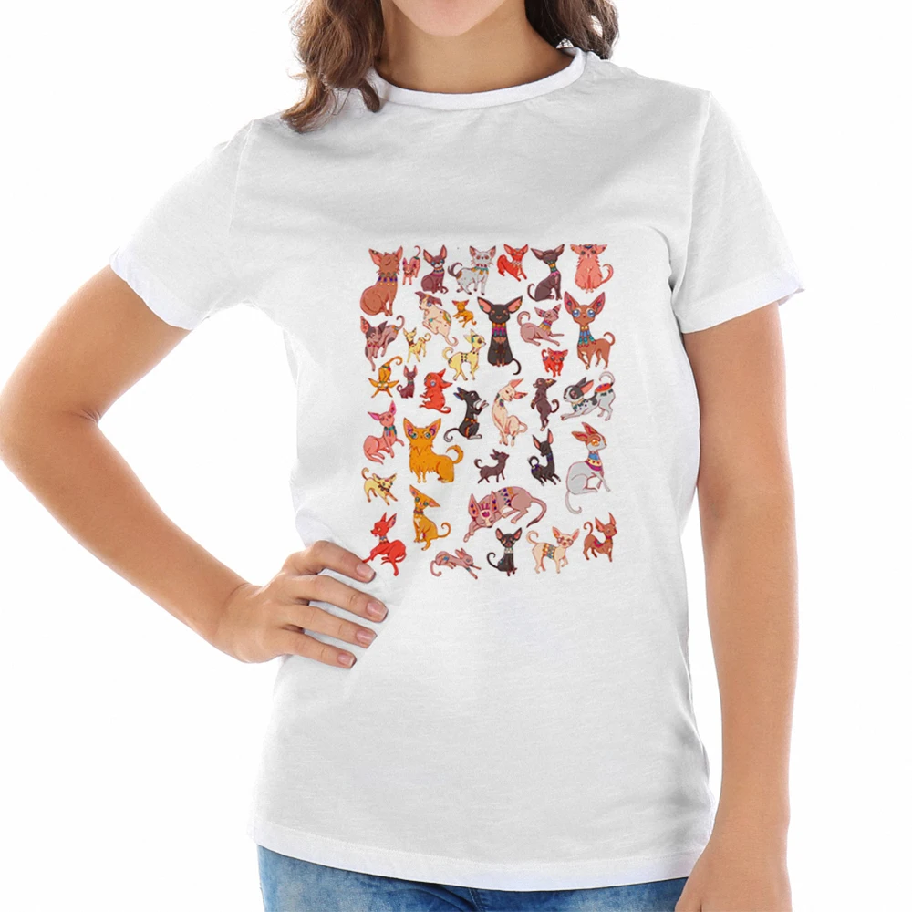 

Summer Basic White T Shirt Funny Ancient Chihuahuas Print T-shirt Kawaii Tee Shirt Women Harajuku Tunic Tops