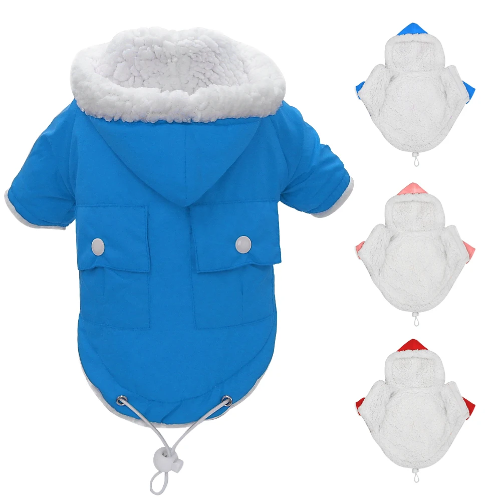 Winter Dog Coat Clothes Pet Jacket Warm Clothes Padded Chihuahua Pug Clothing Apparel Hoodies For Small Puppy Medium Dogs Pink