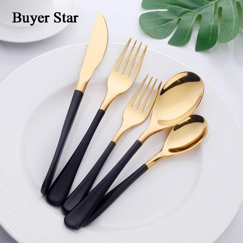 

20-75PCS Buyer Star Tableware Set Quality 18/10 Flatware Cutlery Stainless Steel Utensils Kitchen Dinnerware Knife Fork Spoon