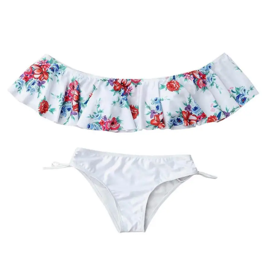 Хит, сексуальный женский комплект бикини с открытыми плечами и рюшами, бюстгальтер с вкладышами пуш ап, купальник, пляжные купальники, бикини, S-XL 15 - Цвет: white