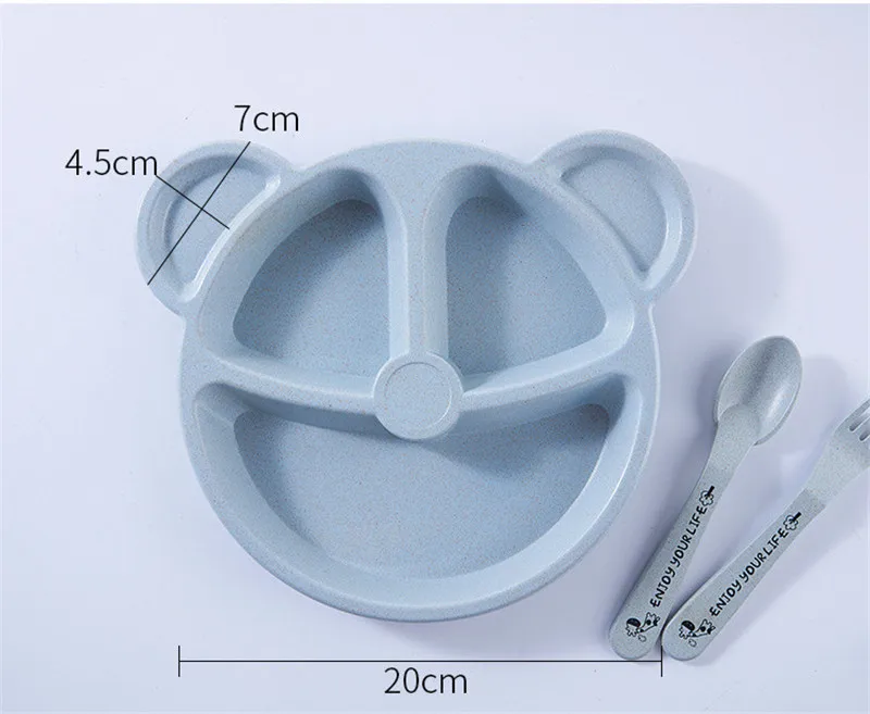 3 шт./компл. Детские чаша+ ложка+ Вилка питания Еда посуда Носки с рисунком медведя из мультика детская посуда, столовая посуда с защитой от перегрева тренировок с суповую тарелку, производство Китай
