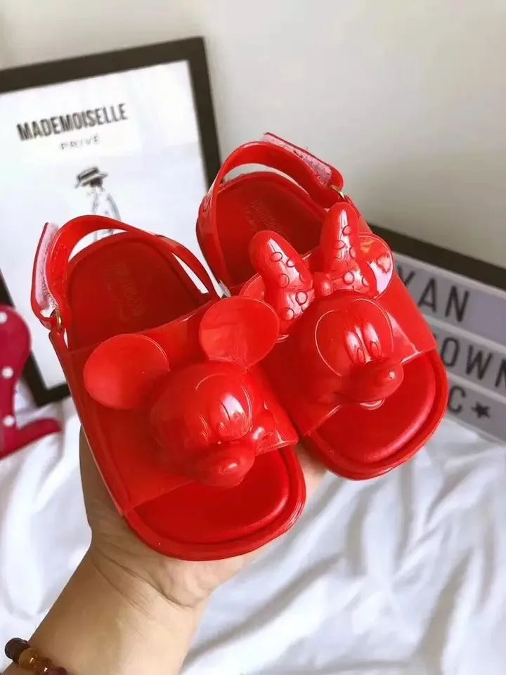 Mini Melissa/Новинка года; оригинальные летние прозрачные сандалии для девочек; детская прозрачная обувь с бантом; симпатичная обувь с принцессой; дышащая