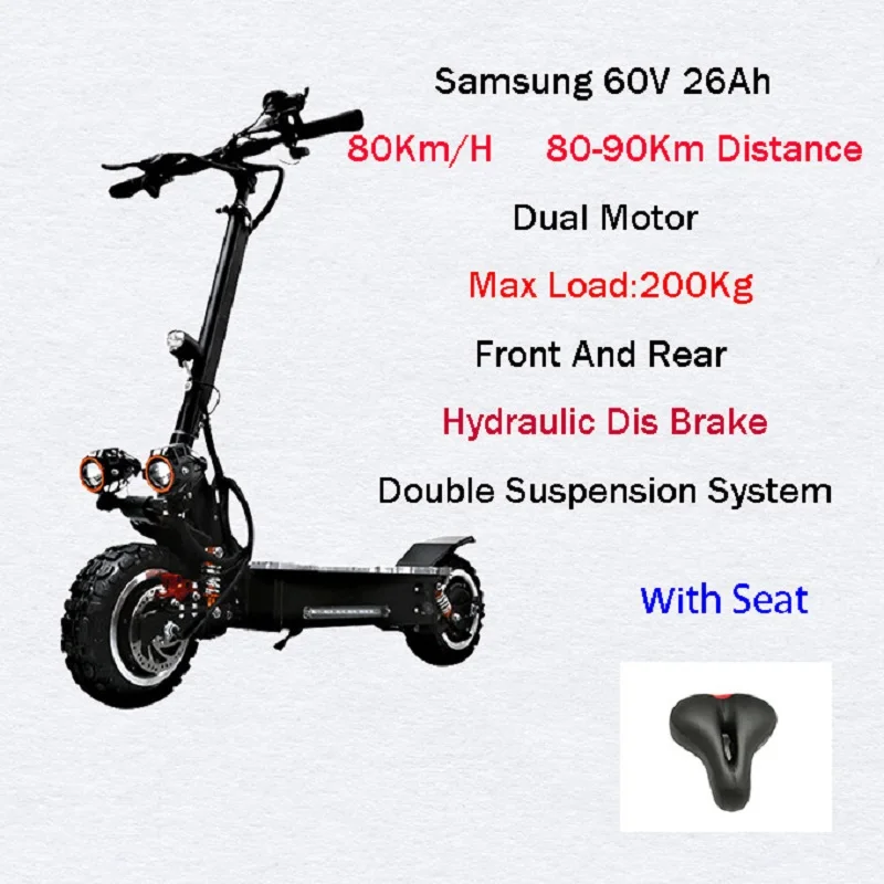 Samsung 60 в 3200 Вт Мощный электрический скутер 80 км/ч внедорожный скейтборд Лонгборд взрослый Электрический Скутер Складной E скутер Ebike