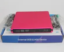 Red Aluminum alloy Slim USB 3.0 External DVD RW DVD DL CD RW Drive Writer Burner For WINDOWS XP/7/8/10 Mac Desktop Laptop
