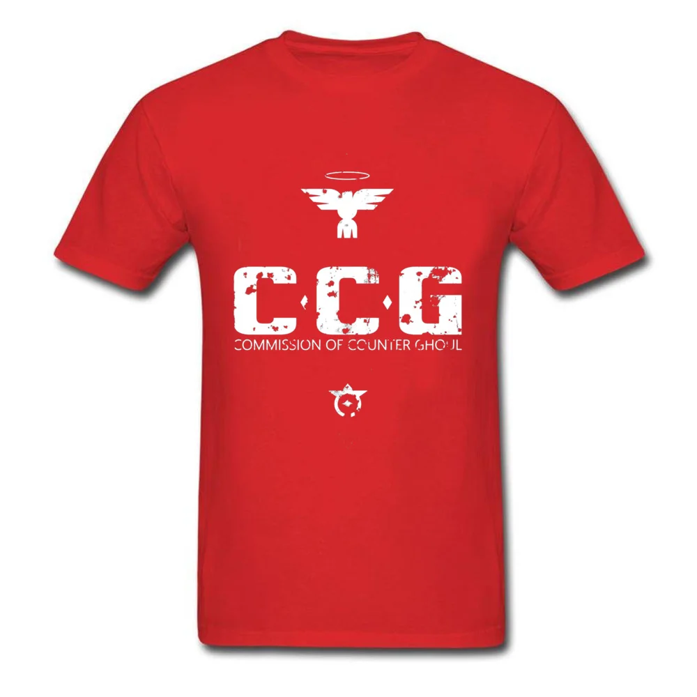 Commission of Counter Ghoul 18596 100% Cotton Tops Shirt for Men comfortable Tshirts Coupons Crew Neck Tees Short Sleeve Commission of Counter Ghoul 18596 red