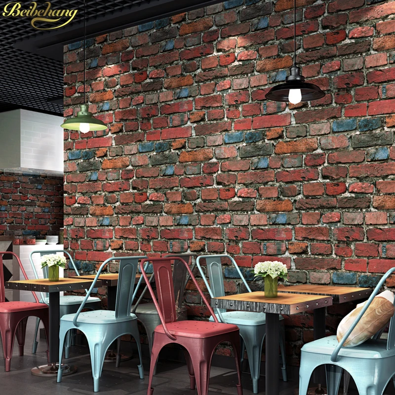 beibehang Retro nostalgic 3D stereo imitation brick wallpaper bar industrial wind red brick wall papers home decor 3D wallpaper