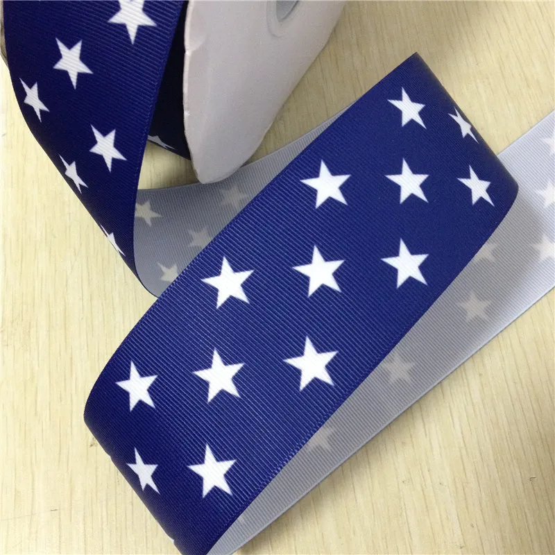 9 16 22 25 38 50 75 mm width navy stars Printed Grosgrain Ribbon or