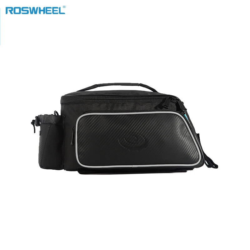 Discount ROSWHEEL 10L Cycling Bike Carbon Fiber Leather Bicycle Rear Rack Seat Pannier Bag Pouch rear rack cargo bag 3