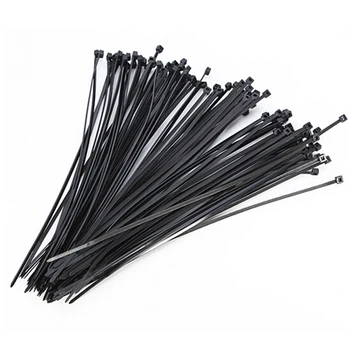 

100pcs Black 100mm Nylon Plastic Cable Ties Zip Fasten Wire Wrap Strap Bag Clip