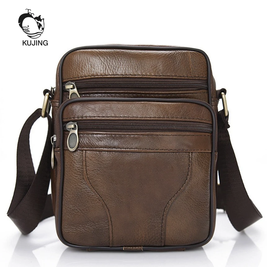 

KUJING Leather Men Bag High Quality Retro Men's Shoulder Messenger Bag Cheap Business Men Bag Hot Travel Casual Leather Men Bag