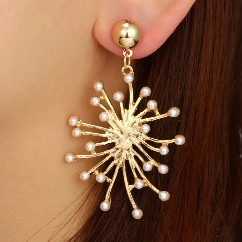 

Fashion pendant jewelry drop earrings Gold irregular large earrings pearl accessories geometric earrings for women A322