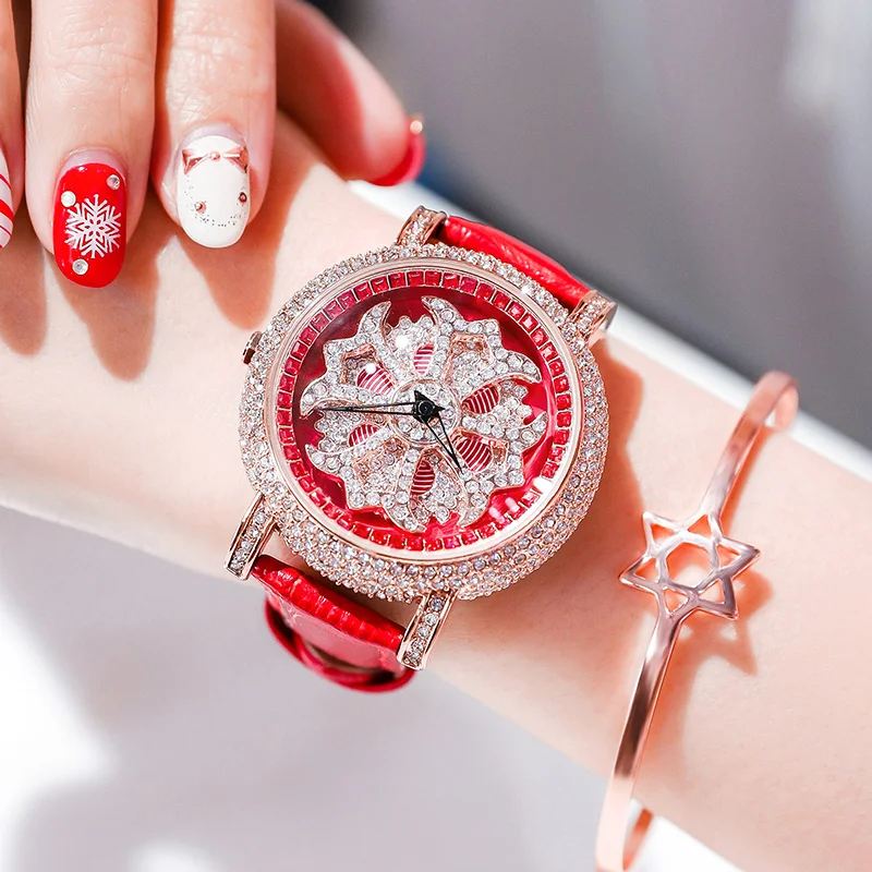 

2019 new luxury crystal rose gold women watches waterproof bracelet watch ladies dress rhinestone quartz wrist watches for women