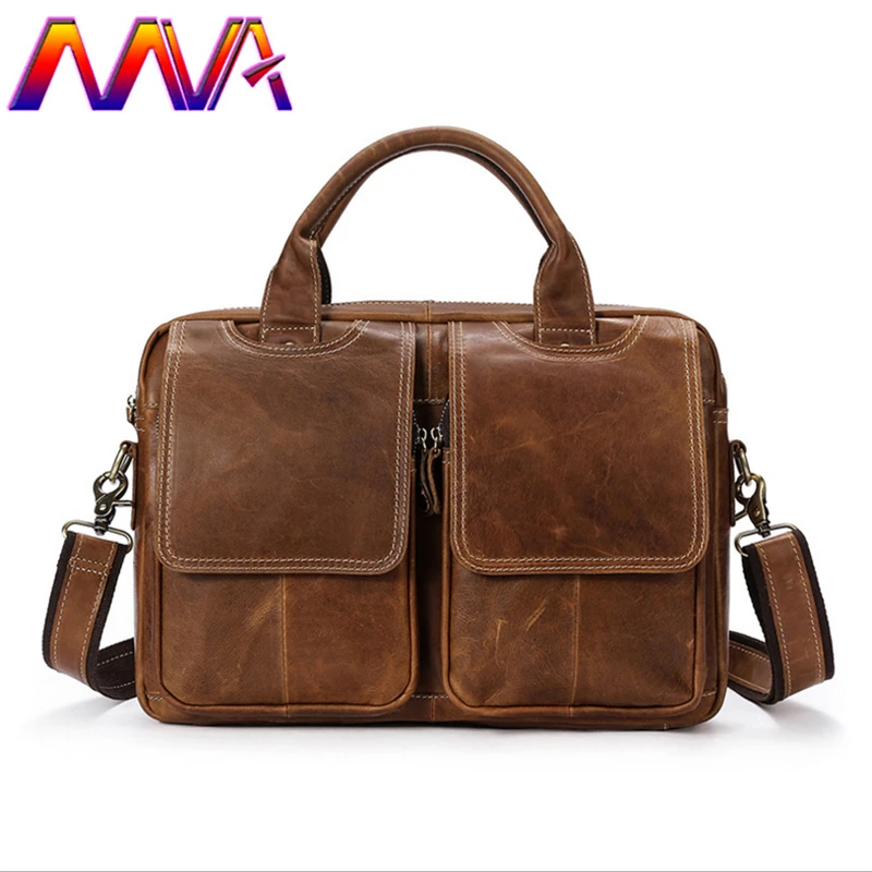 

MVA Top quality genuine leather men briefcase with cheap price leather men shoulder bag of solid bag men laptop crossbody bags