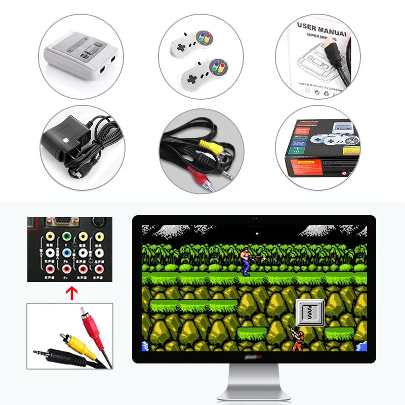 Мини SNES семейная ТВ игра консоли видео Gampad 2,4G 8 битов Беспроводной ретро портативный плеер джойстик 620 классические игры
