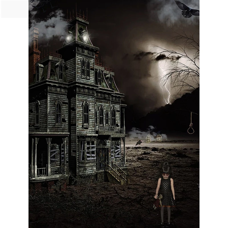 HUACAN-Diamond-Mosaic-Landscape-Horror-Girl-Full-Drill-Square-5D-Diamond-Painting-Halloween-Picture-Of-Rhinestone
