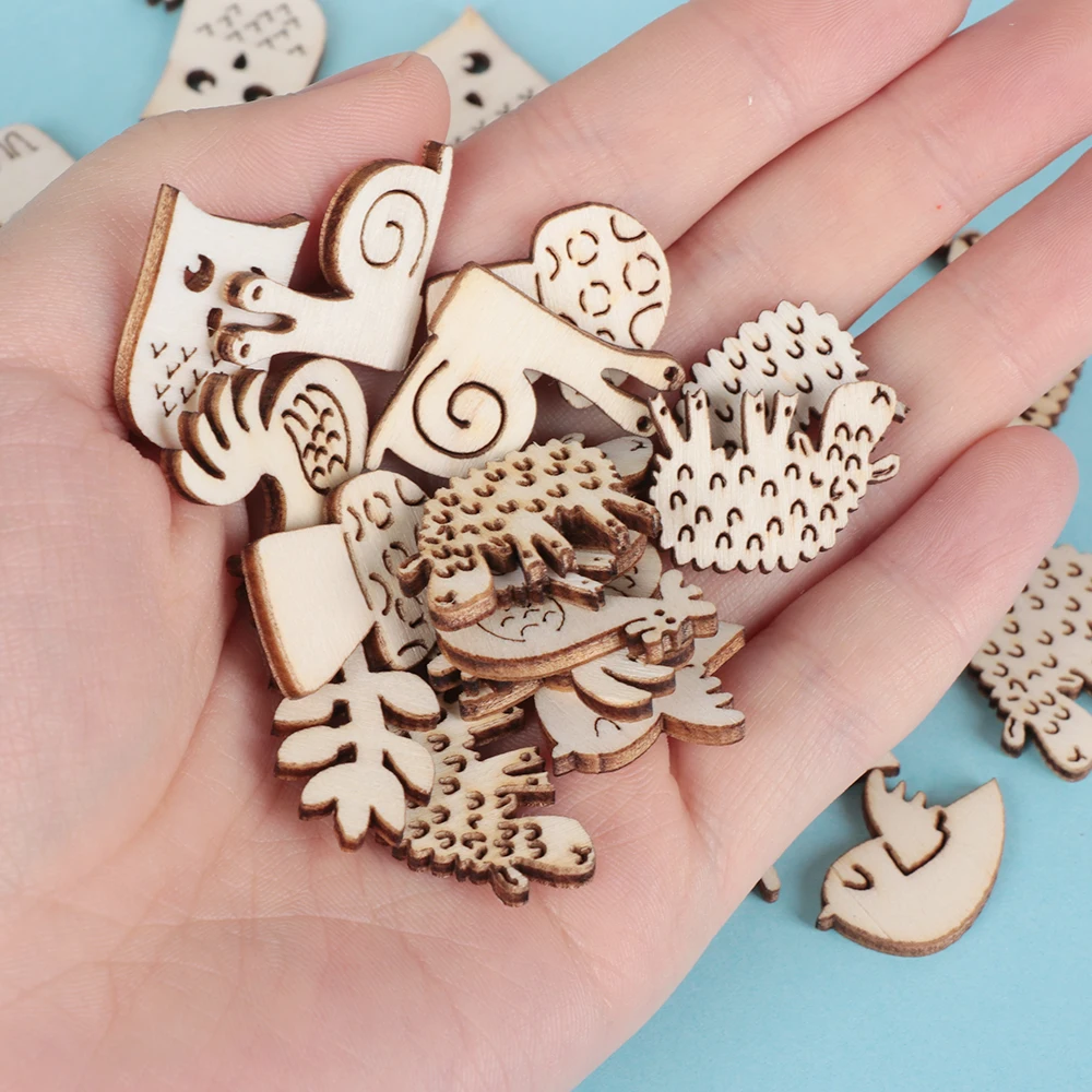 Laser Cut Embellishment Snail Rabbit Animal Pattern Handmade Wooden Craft