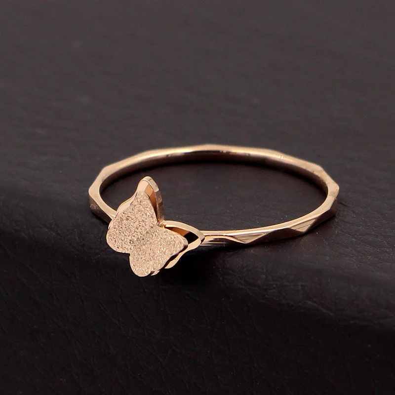 

Martick Infinity Rings Fashion Woman Statement Rings Rose Gold Color Frosted Butterfly Shape Rings For Lady Party Rings R124