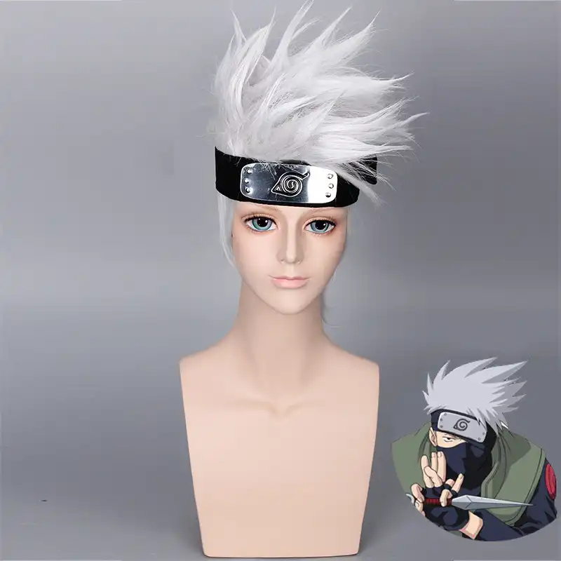 Anime Naruto Hatake Kakashi Wig Headband Cosplay Costume Women