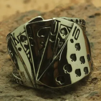 

Men Boy 316L Stainless Steel Cool Punk Gothic Newest Poker Ring Newest