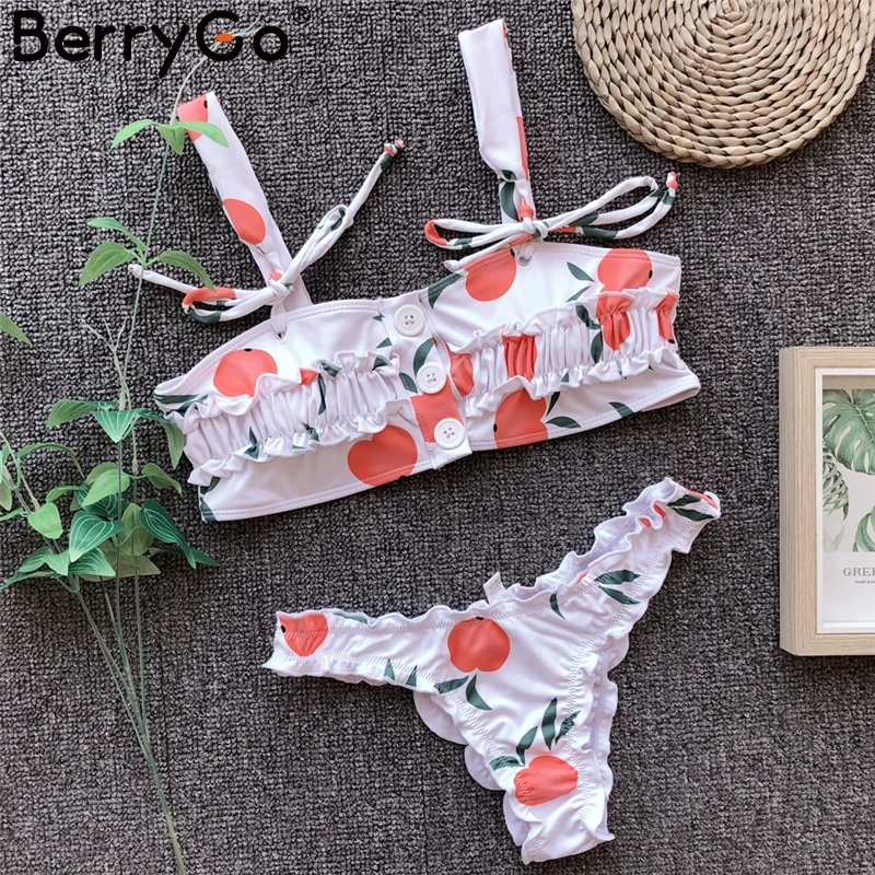 BerryGo, сексуальный мягкий пуш-ап комплект бикини, женский купальник, на пуговицах, на шнуровке, женский купальный костюм, розовый, женская летняя пляжная одежда, купальники
