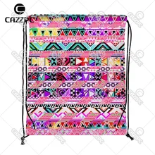 Розовый абстрактный геометрический яркий Анд волна индивидуальный нейлон ткань шнурок рюкзак Подарочный пакет из 4