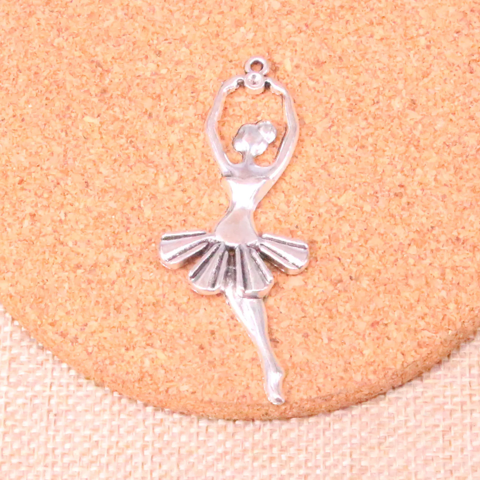 

5 pcs Ballet Dancer Charms Pendants for Jewelry Making Vintage Antique Silver Plated DIY handmade 61*24mm