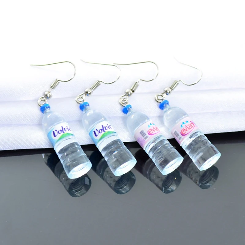 

Vivid Little Mineral Water Bottle Pendant Silver Color Dangle Earrings Drop Earrings For Women 1Pair!!
