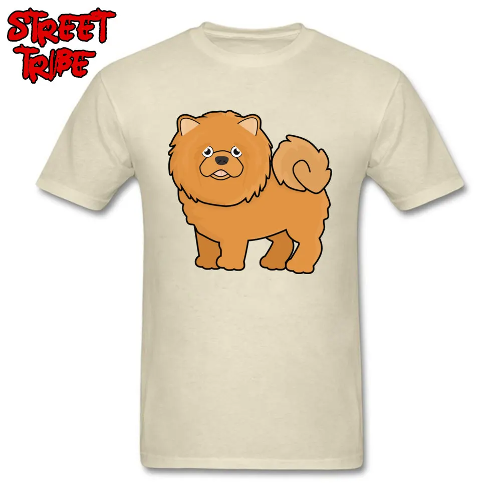 100% Cotton T-shirt Men Short Sleeve Cute Chow Chow Tshirts Comics Tops T Shirt Funny Europe Round Neck Clothing Orange Tees