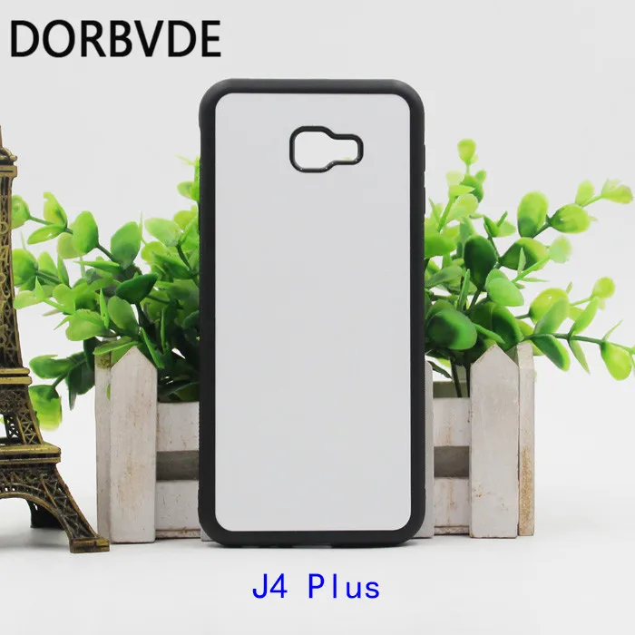 2D пустые сублимационные TPU+ PC резиновый чехол для samsung J4 плюс J6 prime J8 с Алюминий вставки 20 шт./лот
