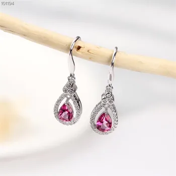 

wholesale fashionable gemstone jewelry 925 sterling silver natural pink topaz pendant earrings for female party anniversary