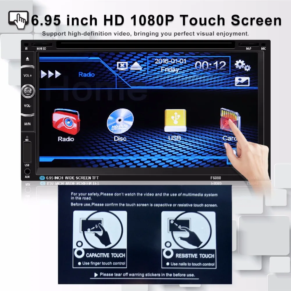 Best Car Radio 2 Din Car GPS Navigation Autoradio auto radios DVD Car Multimedia Player Subwoofer Touch Screen Rear view camera 6