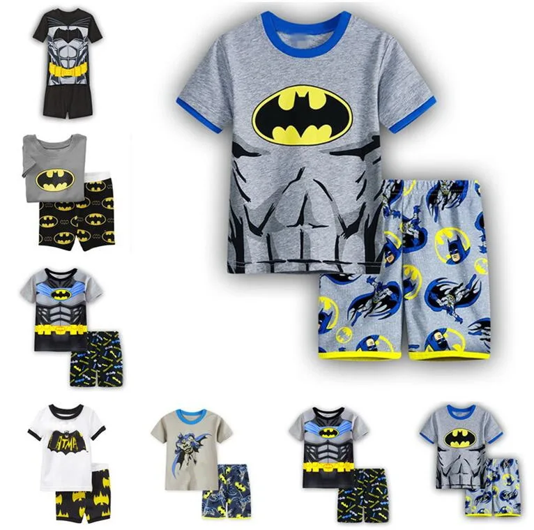 

Summer 2-7Y kids Batman kids Pajamas/Pyjamas baby boy clothes children's Cartoon clothing summer cotton sleepwear PS129