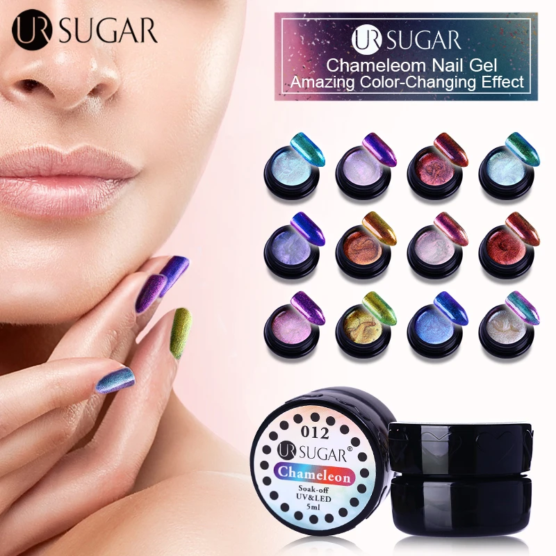 

6Pcs UR SUGAR Chameleon UV Gel Polish Set Sparkly Soak Off Color Coat Painting Gel Nail Lacquer Gel Varnish Primer Gel Lak