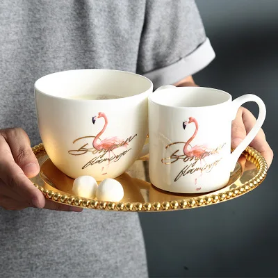 

Flamingo Phnom Penh cup mug bone china cup ceramic cereal cup breakfast cup pink girl cutlery