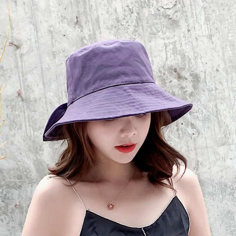 Шляпы для женщин милая индивидуальная соломенная шляпа все-matchSunscreen Спортивная дорожная портативное ведро шляпы - Цвет: Фиолетовый