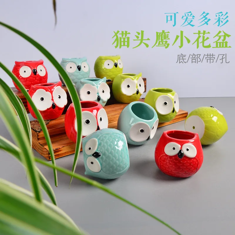 

Ceramic Owl Flower Pot Planters Pot for Farmhouse Home Decor, Set of 4