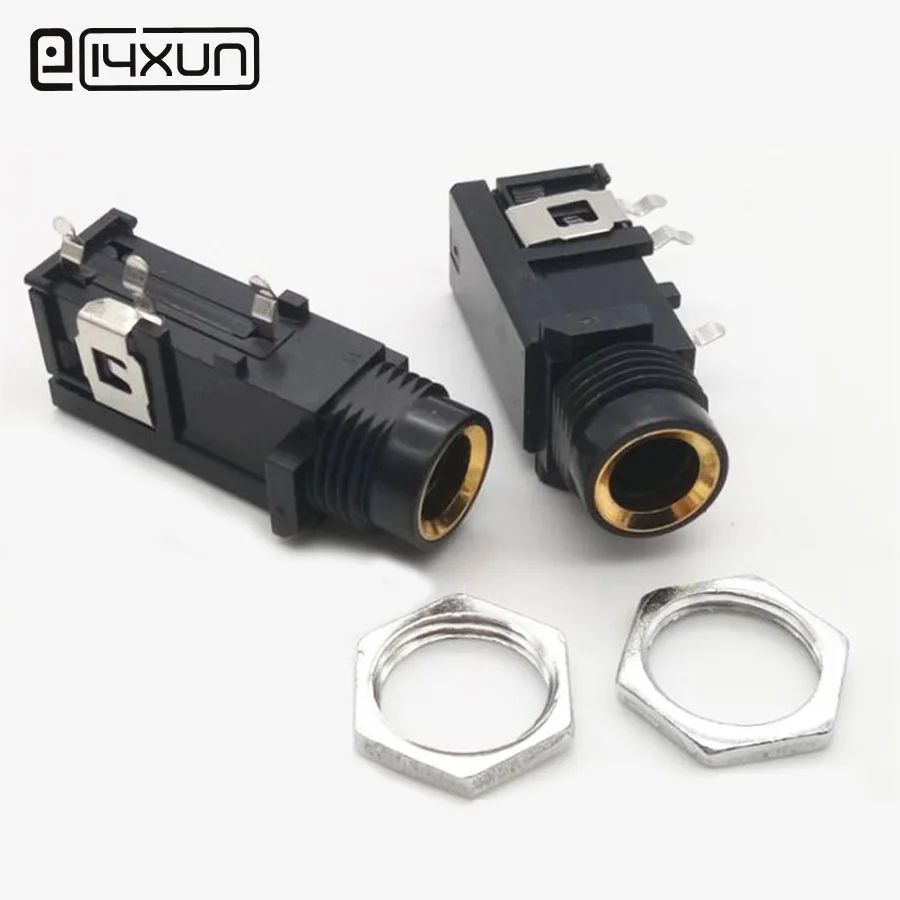 

2pcs 6.5mm / 6.35mm 3Pin Female jack 180 Degrees PCB Audio Connector with Nut Microphone Adaptor For KTV Mixer Guitar