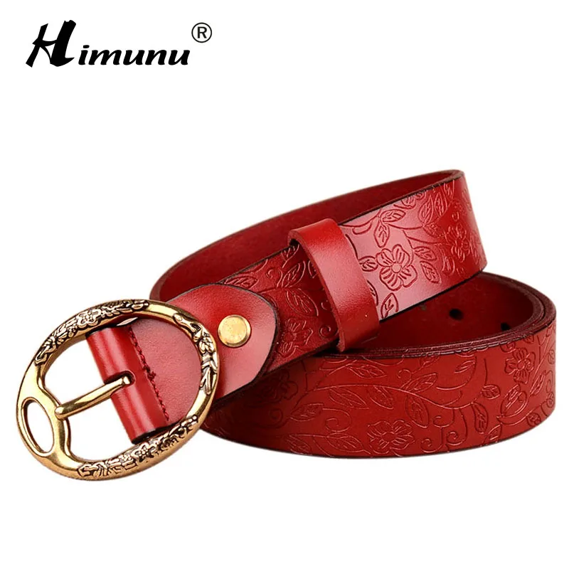 Himunu 2018 женские ремни из воловьей кожи с пряжкой роскошные винтажные джинсы
