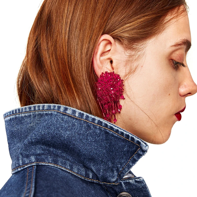 Юран Винтаж себе ювелирные изделия для девочек ручной работы Бусы Бохо Ленточки бахрома серьги хрустальные серьги для Для женщин J50224