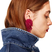 Юран Винтаж себе ювелирные изделия для девочек ручной работы Бусы Бохо Ленточки бахрома серьги хрустальные серьги для Для женщин J50224