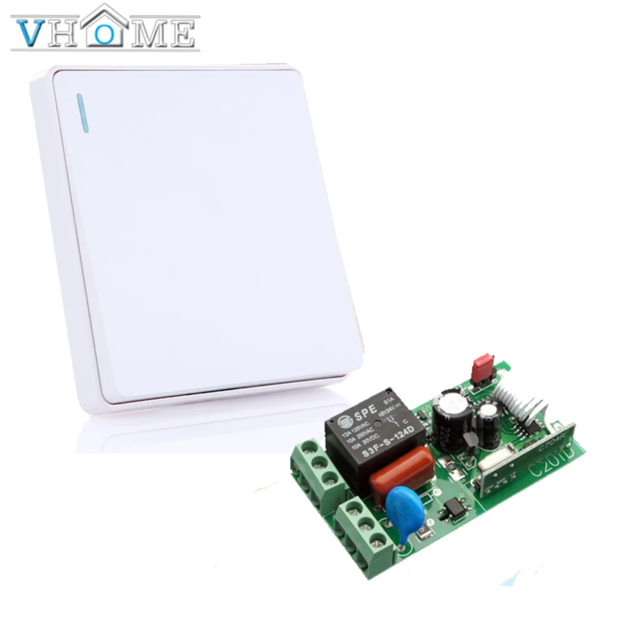 

Vhome Wireless Remote Button Control,RF 433 Mhz 220V Switch Learning Code Receiver Transmitter Hall Ceiling Polit Lights