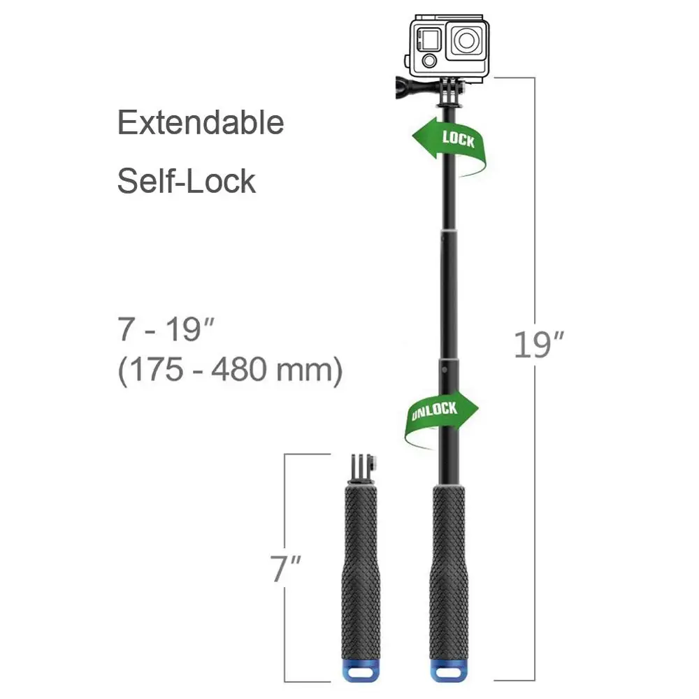 SOONSUN для GoPro алюминиевый выдвижной шест палка для селфи водонепроницаемый ручной монопод для GoPro Hero 8 7 6 5 4 3 2 для Go Pro Pole