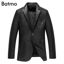 Batmo новое поступление мужской пиджак из натуральной кожи овчины в деловом стиле, размер L, XL, XXL, XXXL, 4XL, 3 цвета, черный, винно-красный, синий